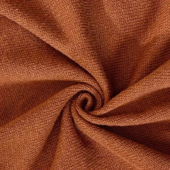 Orange Casual Women's Plus Size Knitted Loose Colorblock V-Neck Pullover Sweater - Picture 8 of 8